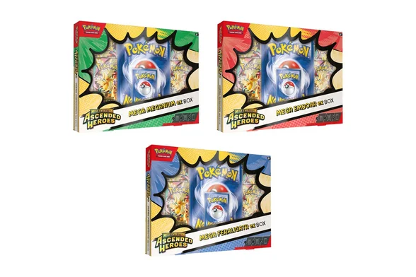 Ascended Heroes Mega Meganium ex / Mega Emboar ex / Mega Feraligatr ex Box Set