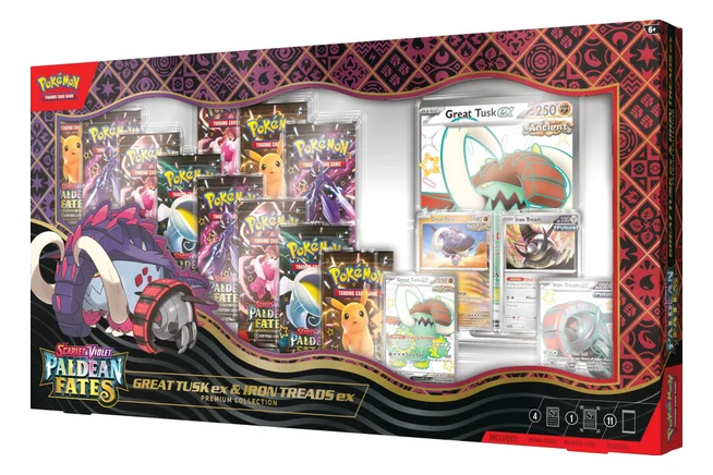 Paldean Fates Great Tusk ex & Iron Treads ex Premium Collection